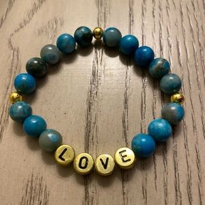 Personalized Elastic Bracelet with Blue Agate